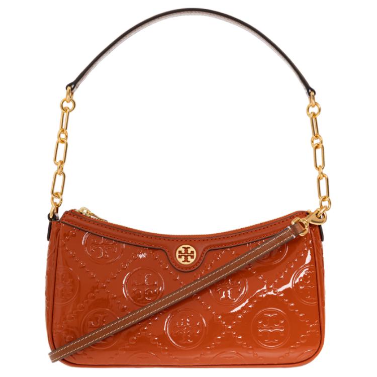 T Monogram Патентованная Кожа Плечевая Сумка Переносная Кроссбоди Плечевая Сумка Женская Весенняя Красная TORY BURCH