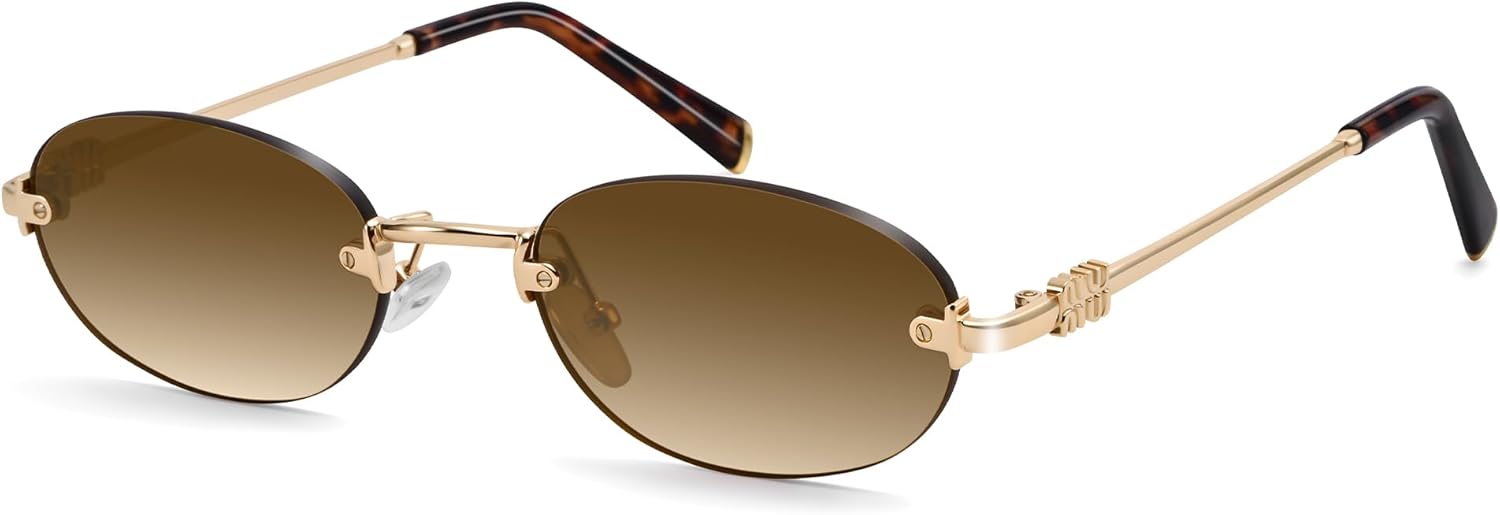 Ретро овальные солнцезащитные очки для женщин и мужчин, модные дизайнерские винтажные солнцезащитные очки без оправы в стиле Y2K с защитой от УФ-излучения UV400, роскошные золотые очки Revemo, A03 Gold+ Gradient Tawny Lens
Ретро овальные солнцезащитные очки для женщин и мужчин, модные дизайнерские винтажные солнцезащитные очки без оправы в стиле Y2K с защитой от УФ-излучения UV400, роскошные золотые очки Revemo, A03 Gold+ Gradient Tawny Lens