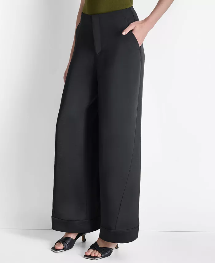 Женские застеклённые брюки с высокой талией и прошитыми манжетами, широкие DKNY, черный
Женские застеклённые брюки с высокой талией и прошитыми манжетами, широкие DKNY, черный