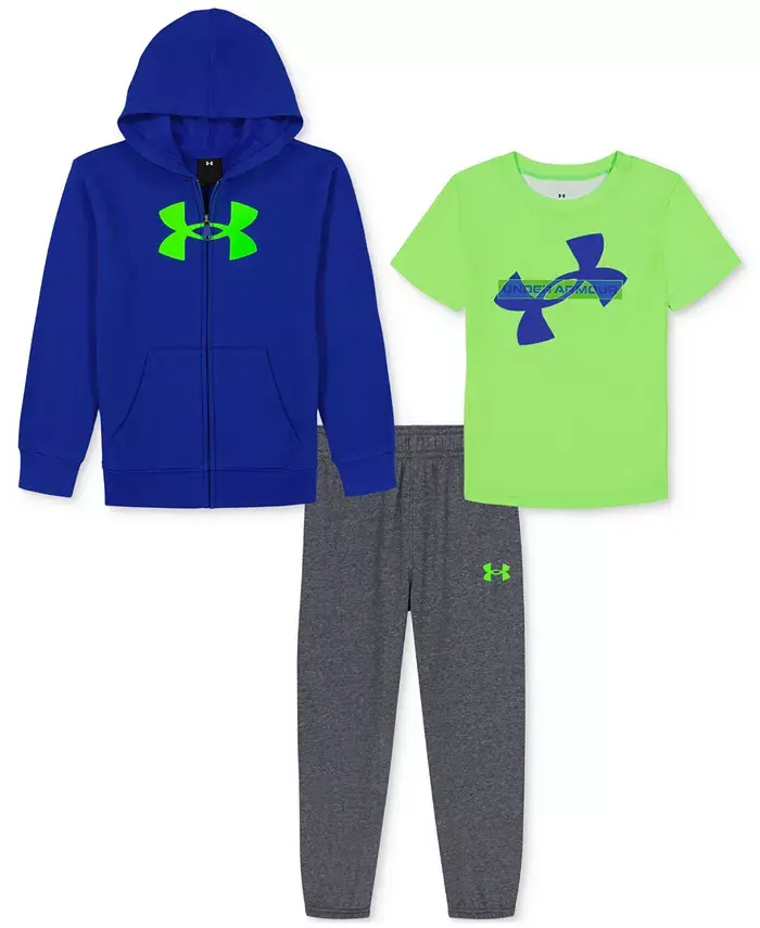 Комплект из 3 предметов: флисовая толстовка с принтом Rival, футболка с логотипом и спортивные брюки для малышей и мальчиков Under Armour, синий
Комплект из 3 предметов: флисовая толстовка с принтом Rival, футболка с логотипом и спортивные брюки для малышей и мальчиков Under Armour, синий