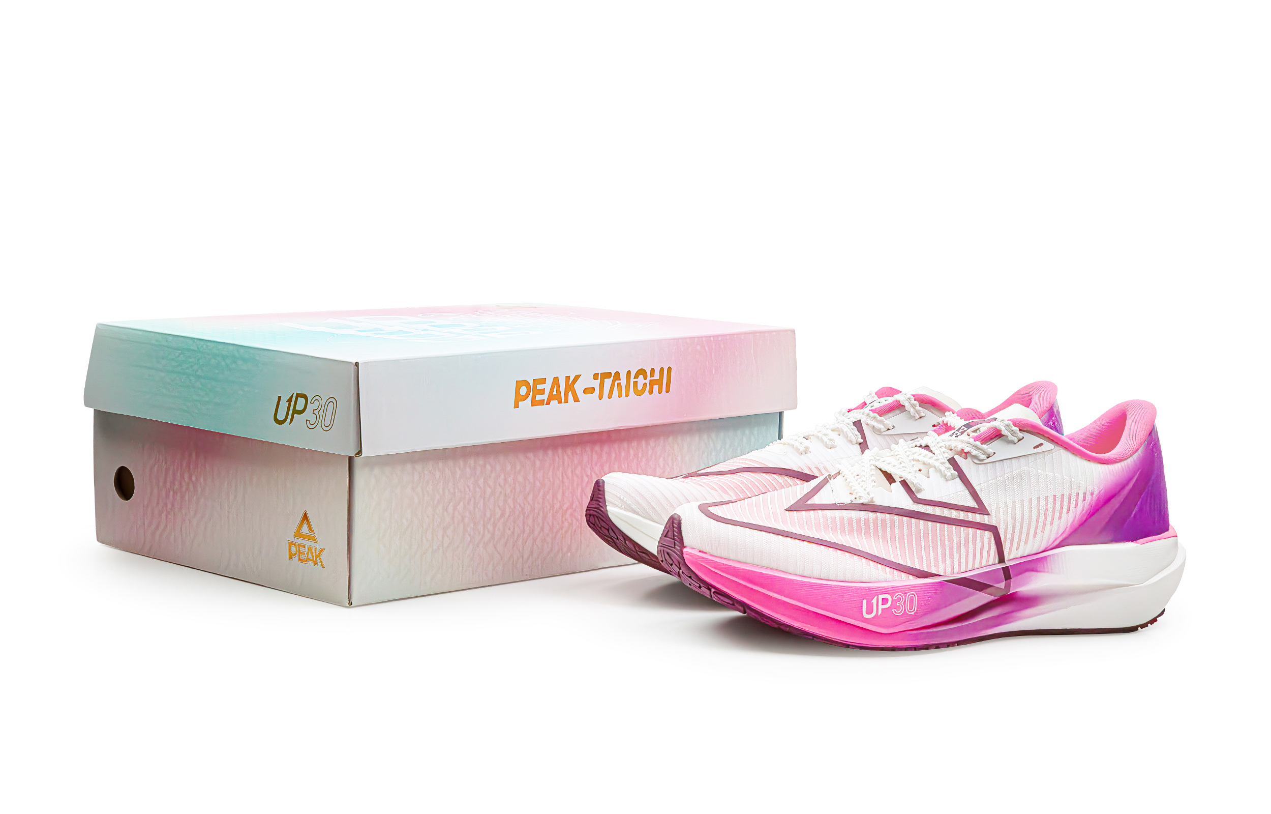 PEAK Кроссовки для бега мужские, белые, розово-красные 
PEAK Кроссовки для бега мужские, белые, розово-красные