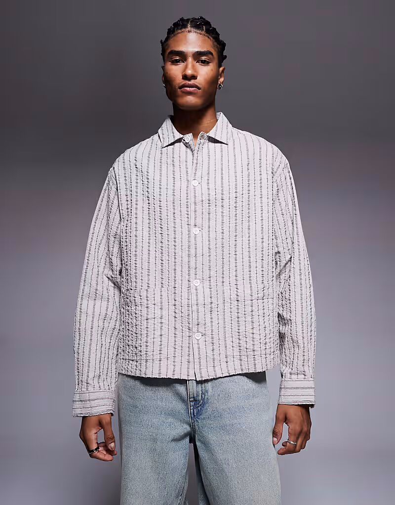 Рубашка свободного кроя из сирсакера в полоску нейтрального цвета Asos Design
Рубашка свободного кроя из сирсакера в полоску нейтрального цвета Asos Design