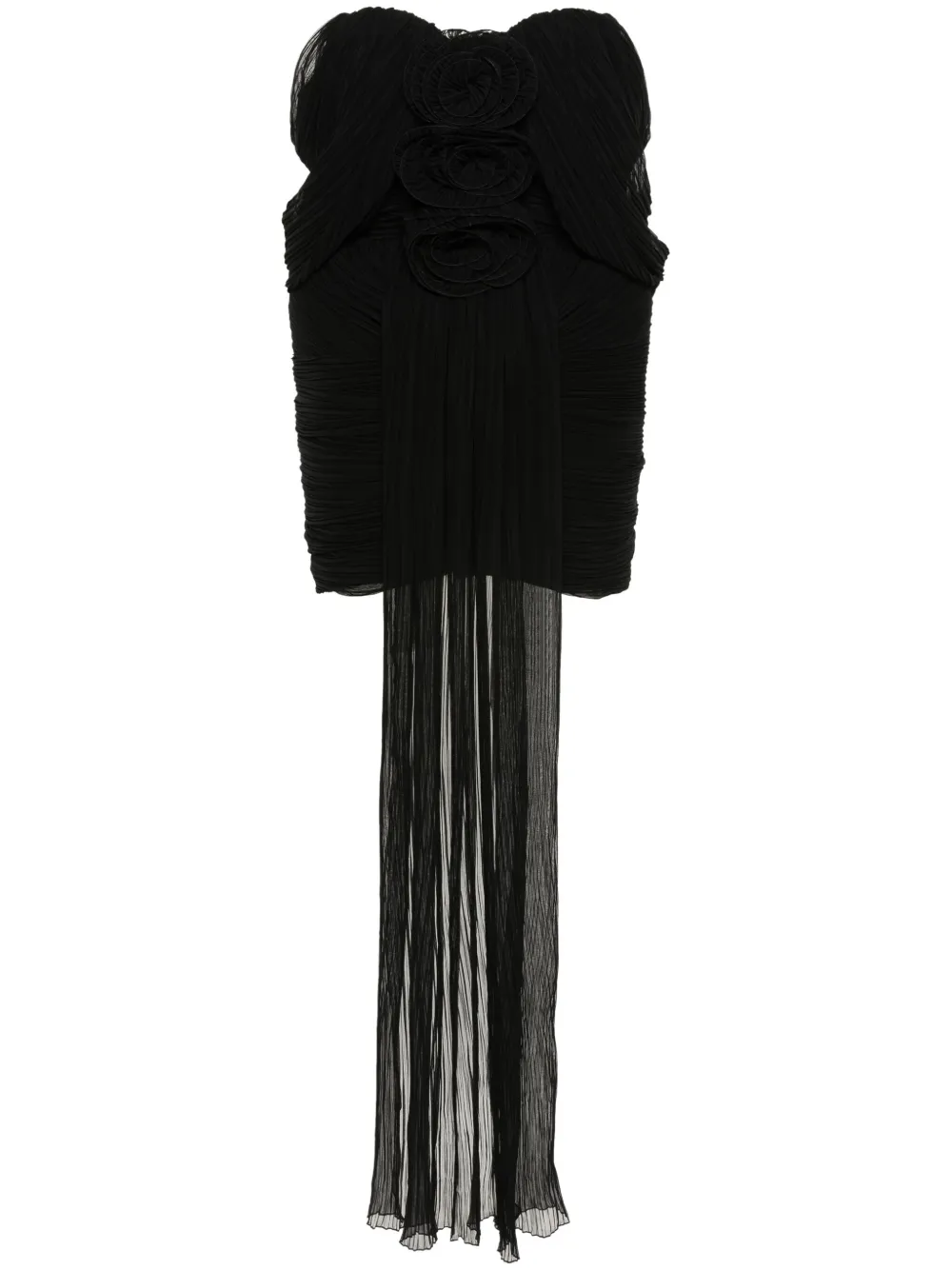 Плиссированное платье мини с открытыми плечами Magda Butrym, черный
Плиссированное платье мини с открытыми плечами Magda Butrym, черный