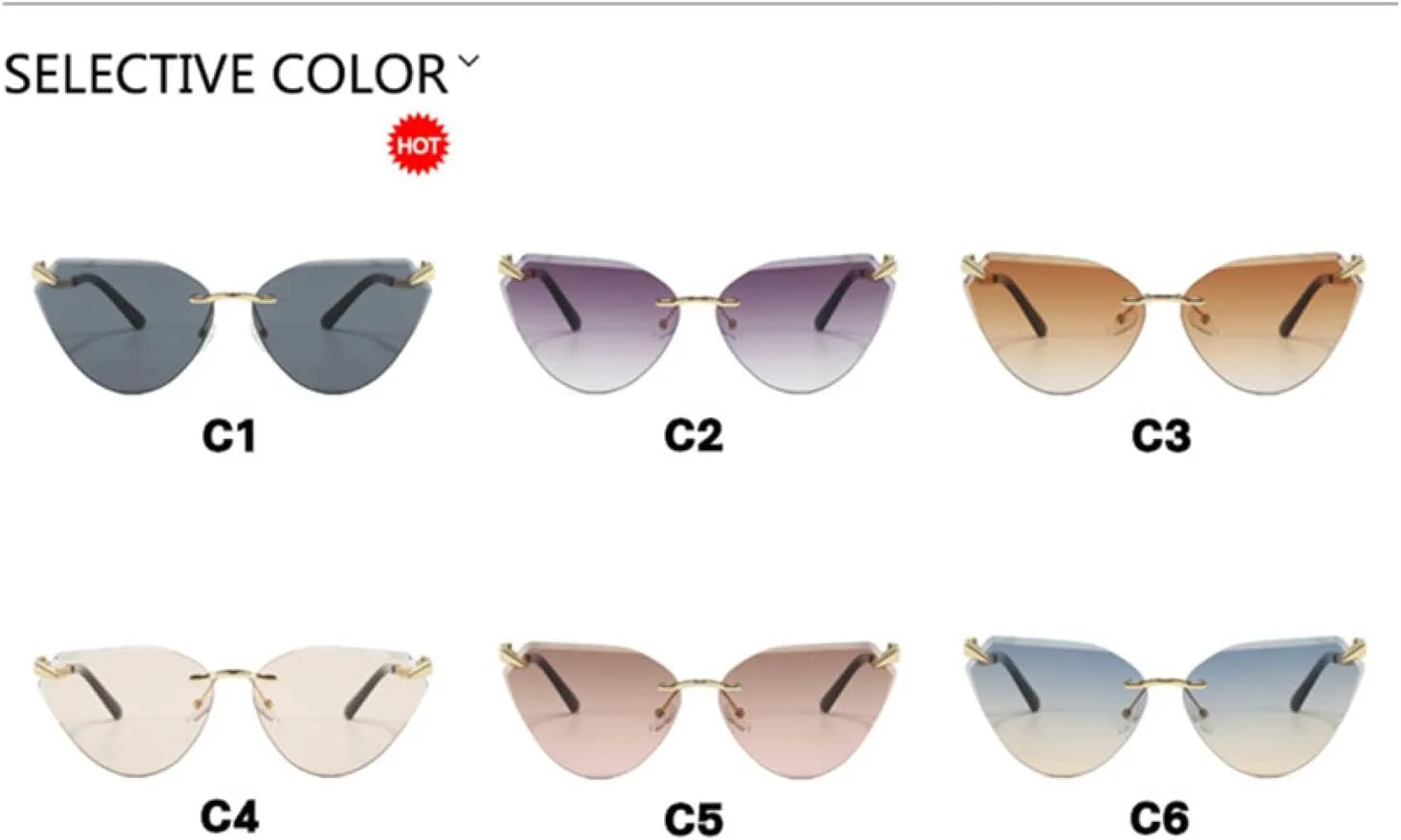 Солнцезащитные очки «кошачий глаз» без оправы, для женщин и мужчин, с роскошными линзами, в стиле ретро, защита от УФ-излучения UV400 TOIPASTN, Gradient Gray
Солнцезащитные очки «кошачий глаз» без оправы, для женщин и мужчин, с роскошными линзами, в стиле ретро, защита от УФ-излучения UV400 TOIPASTN, Gradient Gray