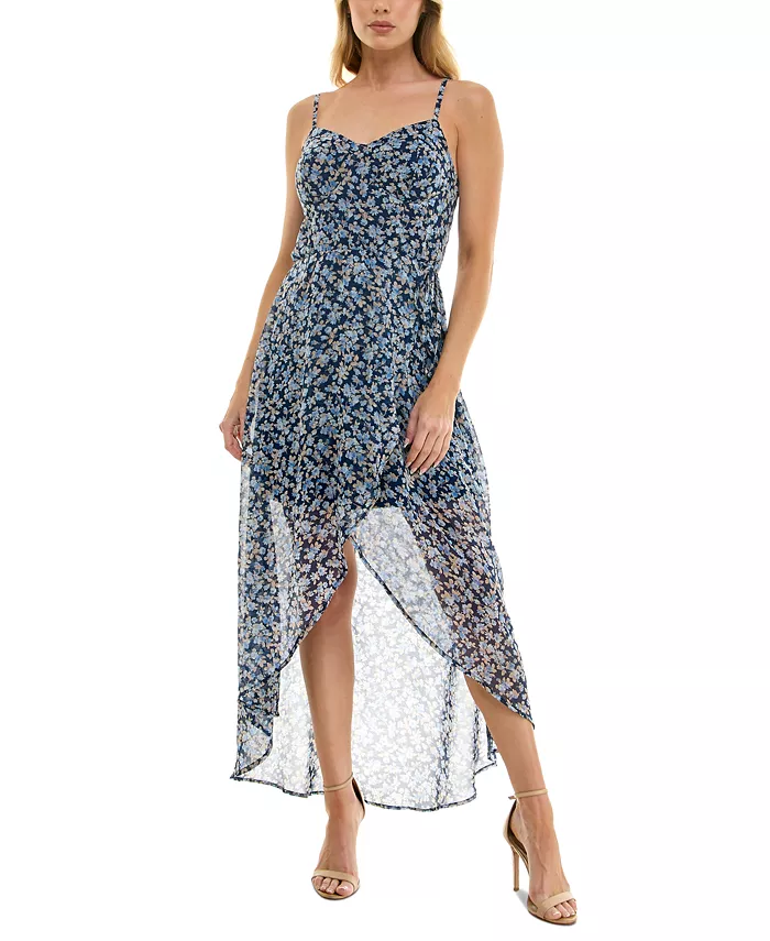 Платье-халат с формованными чашечками, облегающим лифом и расклешенной юбкой As U Wish, синий 
Платье-халат с формованными чашечками, облегающим лифом и расклешенной юбкой As U Wish, синий