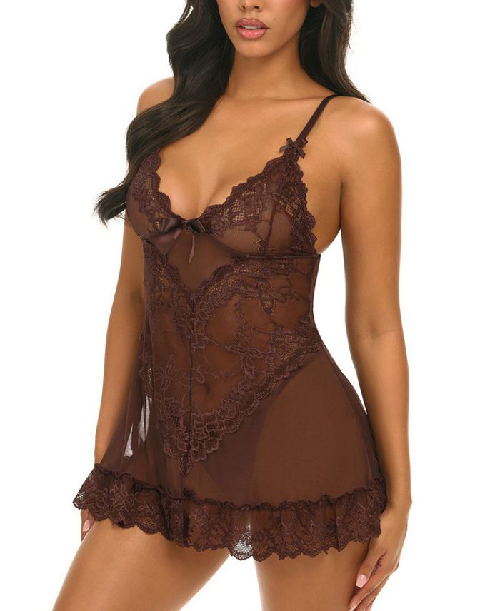 Мягкая кружевная сорочка на День святого Валентина с бантами и трусиками-стрингами Oh La La Cheri, коричневый
Мягкая кружевная сорочка на День святого Валентина с бантами и трусиками-стрингами Oh La La Cheri, коричневый