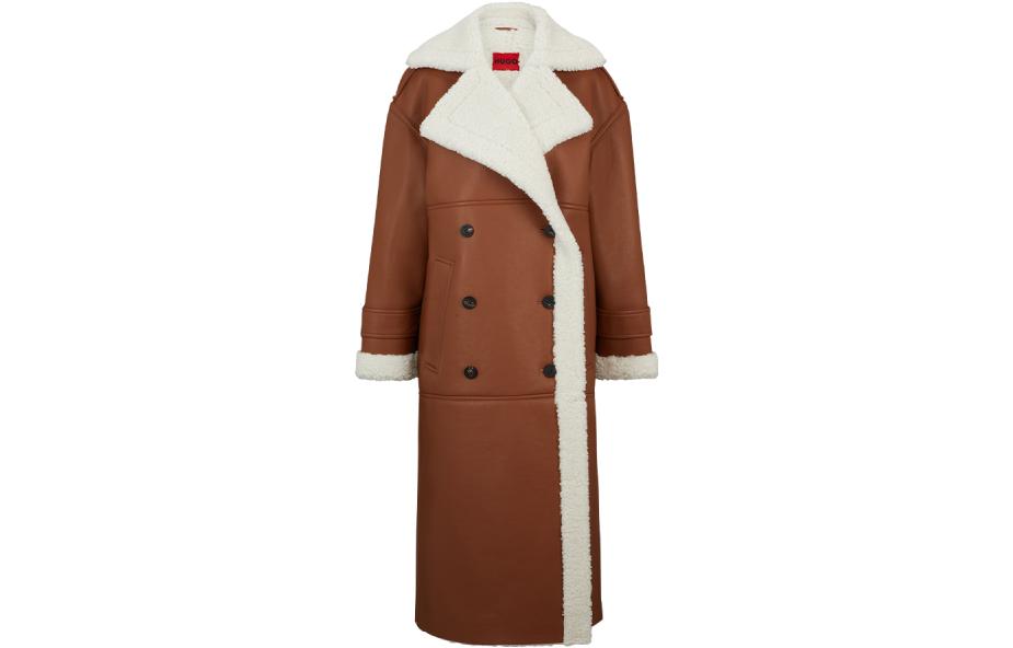 Hugo Boss Женское пальто с коричневыми лацканами, умеренно прямой крой
Hugo Boss Женское пальто с коричневыми лацканами, умеренно прямой крой