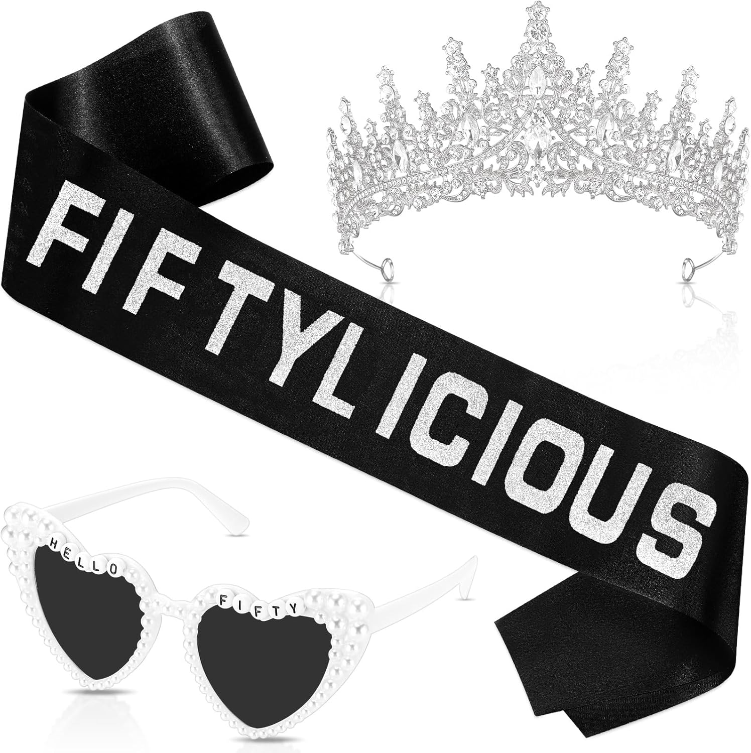 3 предмета украшений на 30-й/40-й/50-й/60-й/70-й день рождения для женщин и мужчин, корона-лента и солнцезащитные очки на 30-й/40-й/50-й/60-й день рождения Daifunli, Silver
3 предмета украшений на 30-й/40-й/50-й/60-й/70-й день рождения для женщин и мужчин, корона-лента и солнцезащитные очки на 30-й/40-й/50-й/60-й день рождения Daifunli, Silver