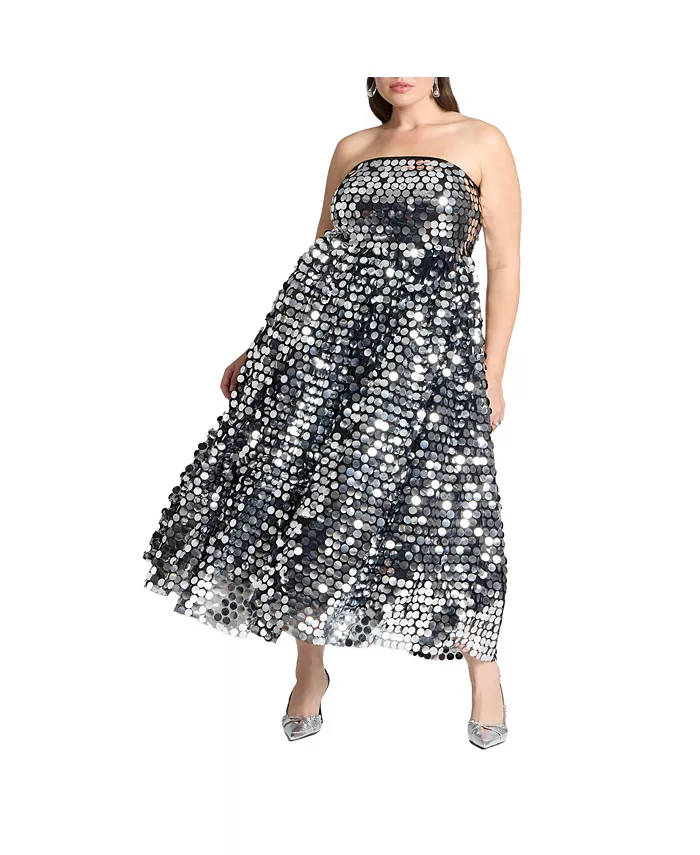 Женское платье с пайетками и большой юбкой ELOQUII, серебряный
Женское платье с пайетками и большой юбкой ELOQUII, серебряный