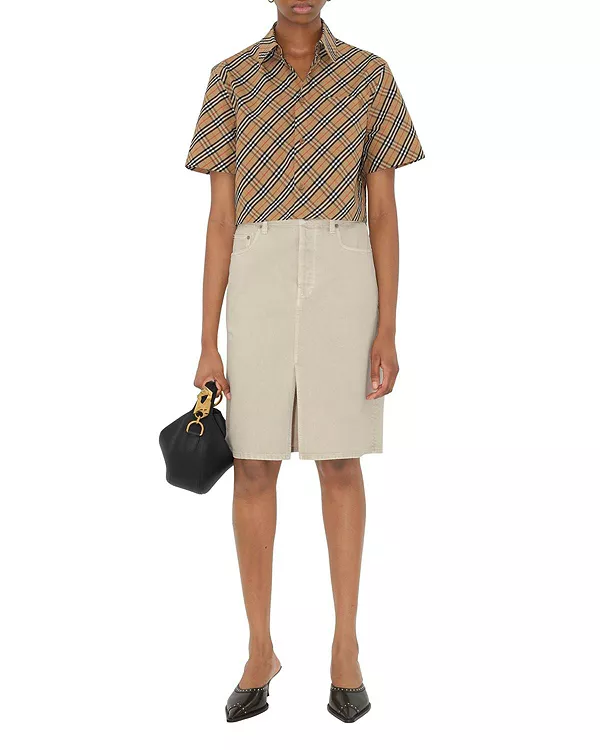 Укороченная клетчатая хлопковая рубашка Burberry, бежевый
Укороченная клетчатая хлопковая рубашка Burberry, бежевый