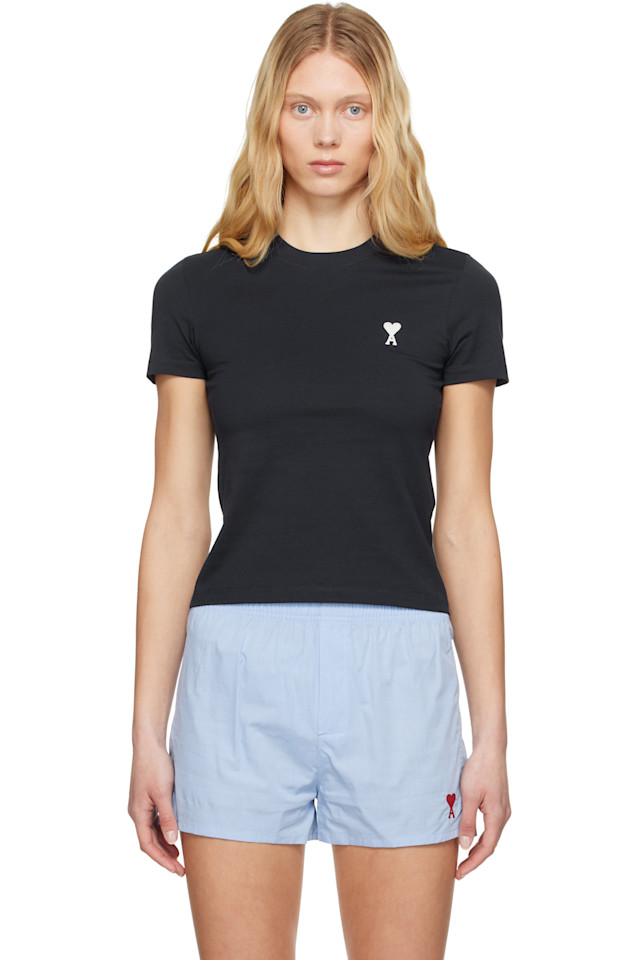 Хлопковая укороченная футболка Ami Paris, синий
Хлопковая укороченная футболка Ami Paris, синий