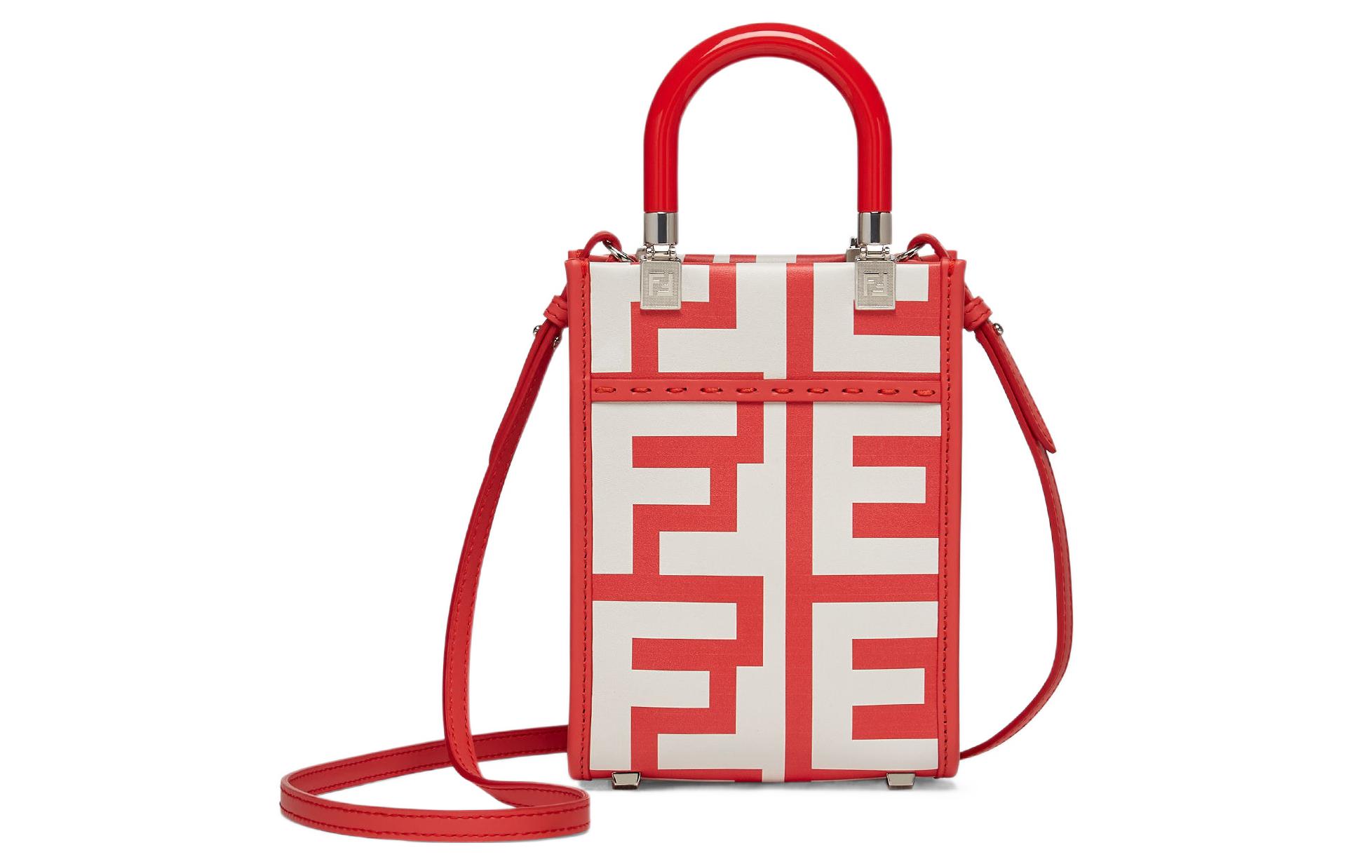 Сумка-шоппер из кожи Sunshine Cow, через плечо, миниатюрная женская красная/белая FENDI 
Сумка-шоппер из кожи Sunshine Cow, через плечо, миниатюрная женская красная/белая FENDI
