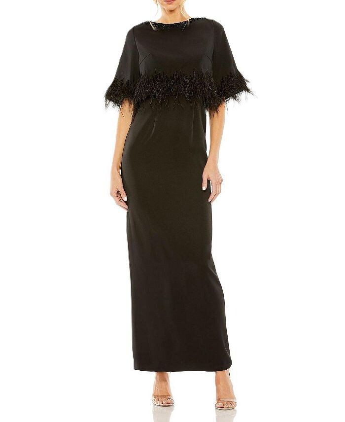 Платье Mac Duggal с рукавом четверть и кристаллами на шее, украшенное перьями, черный
Платье Mac Duggal с рукавом четверть и кристаллами на шее, украшенное перьями, черный