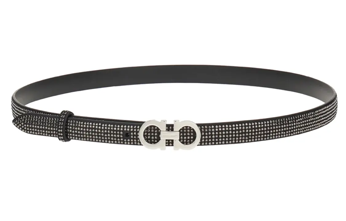 Ferragamo Ремень с пряжкой Gancini и кристаллами, Black
Ferragamo Ремень с пряжкой Gancini и кристаллами, Black