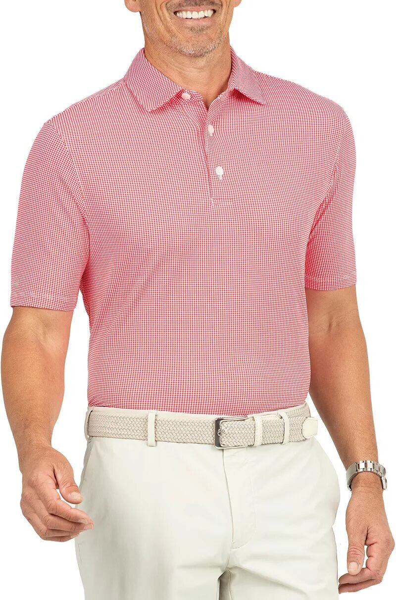 Ibkul Мужская мини-поло для гольфа в клетку с короткими рукавами и принтом, красный 
Ibkul Мужская мини-поло для гольфа в клетку с короткими рукавами и принтом, красный