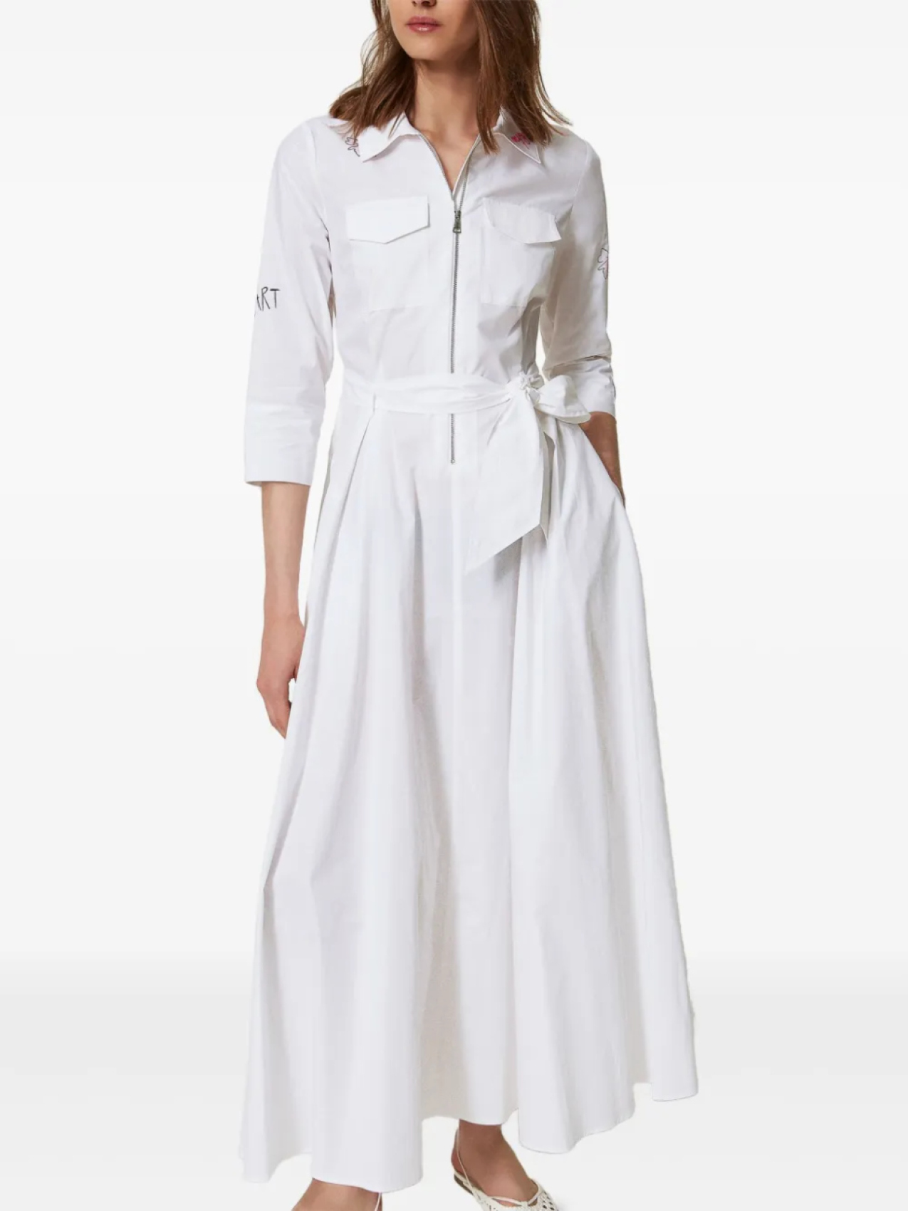 Платье макси с застежкой-молнией спереди TWINSET, белый
Платье макси с застежкой-молнией спереди TWINSET, белый
