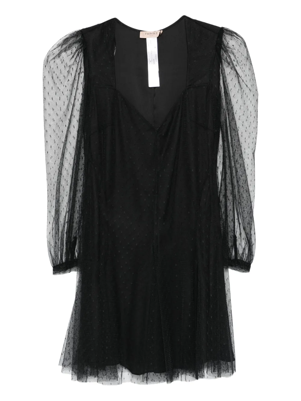 Платье мини в горох с объемными рукавами TWINSET, черный
Платье мини в горох с объемными рукавами TWINSET, черный