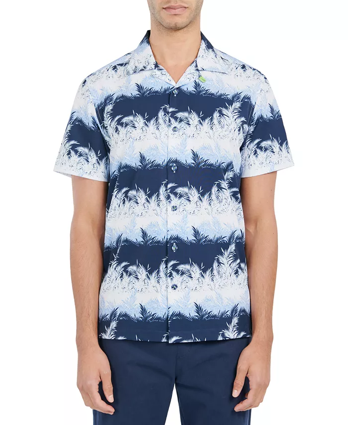 Мужская облегающая рубашка-кэмп с полосками и принтом листьев, не требующая глажки, с эластичной тканью для комфорта Society of Threads, мультиколор
Мужская облегающая рубашка-кэмп с полосками и принтом листьев, не требующая глажки, с эластичной тканью для комфорта Society of Threads, мультиколор