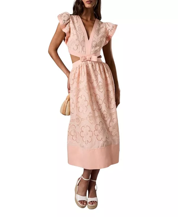 Платье миди с V-образным вырезом и кружевом Coast, розовый
Платье миди с V-образным вырезом и кружевом Coast, розовый