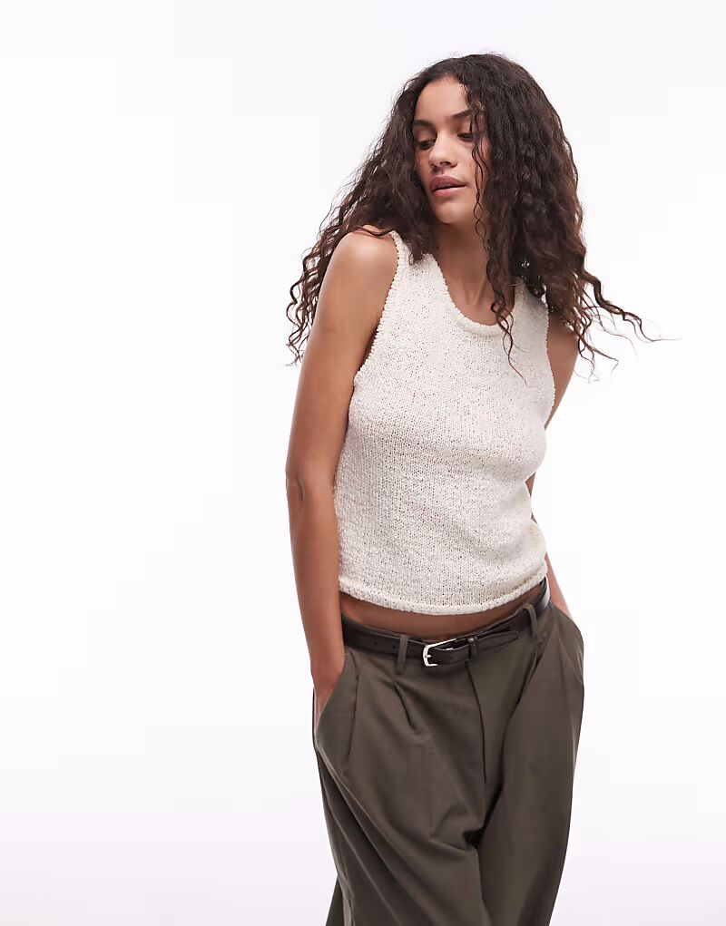 Mango - майка-топ, связанная крючком, цвета экрю
Mango - майка-топ, связанная крючком, цвета экрю