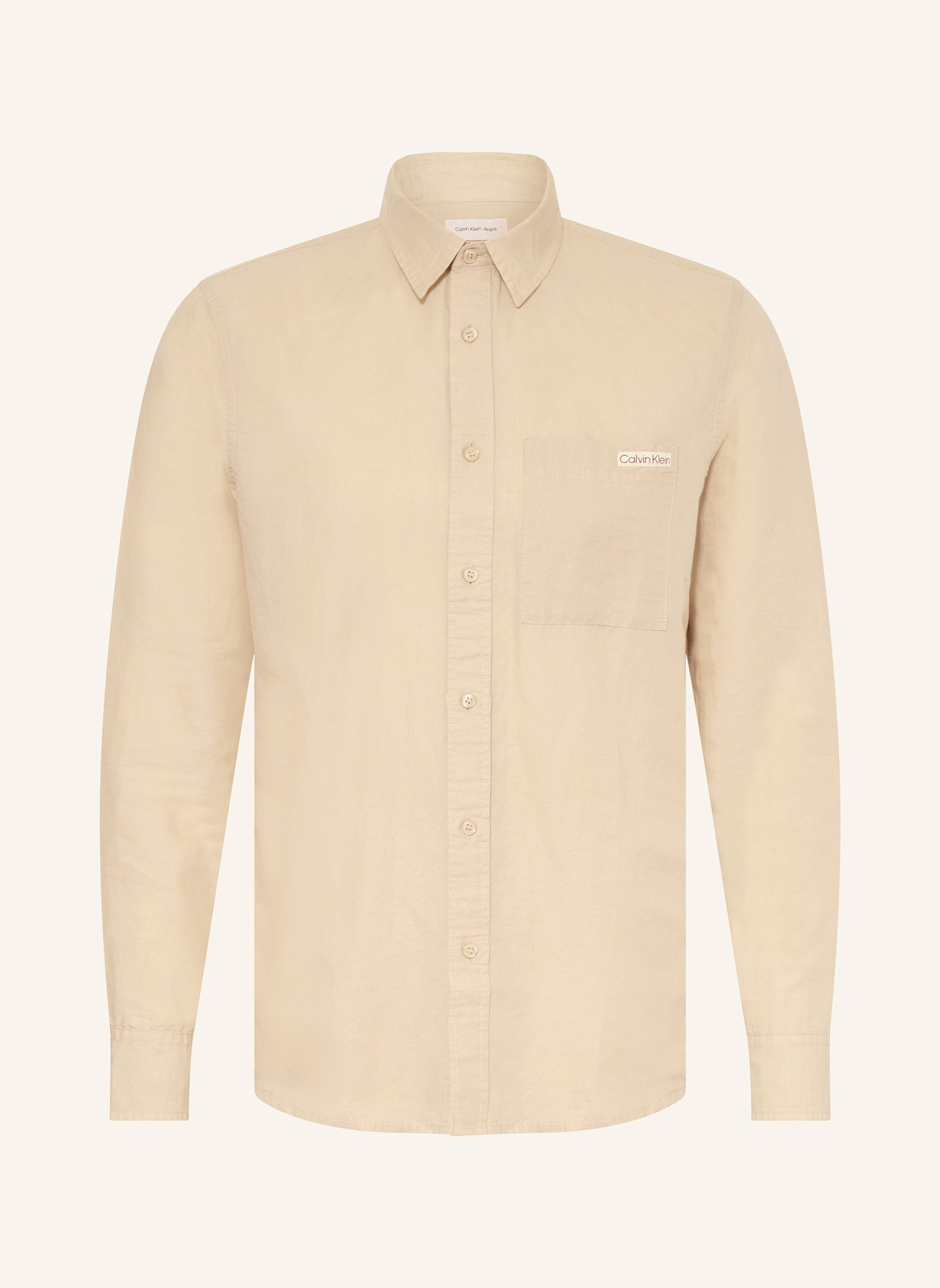 Рубашка прямого кроя с льном Calvin Klein Jeans, бежевый
Рубашка прямого кроя с льном Calvin Klein Jeans, бежевый