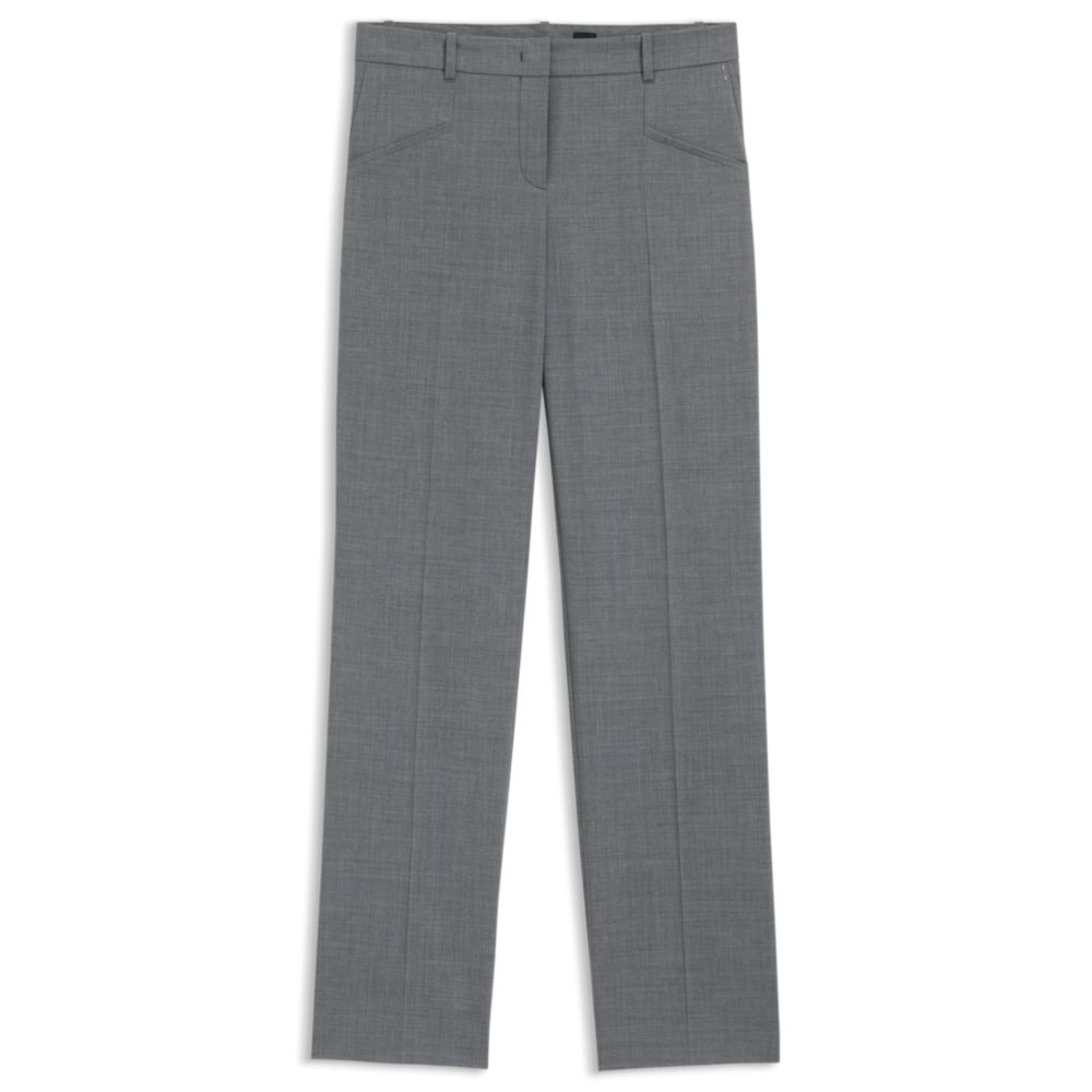 Узкие брюки из меланжевой натуральной шерсти Boss, темно-серый
Узкие брюки из меланжевой натуральной шерсти Boss, темно-серый