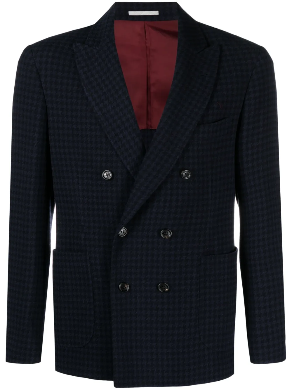 Двубортный пиджак в ломаную клетку Brunello Cucinelli, синий
Двубортный пиджак в ломаную клетку Brunello Cucinelli, синий