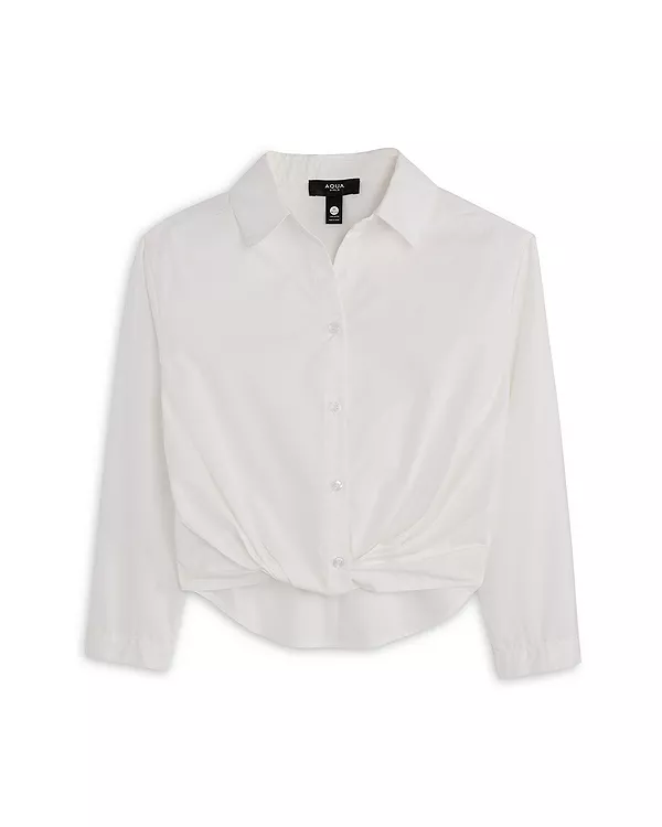 Детская рубашка из поплина с отворотом спереди - для девочек постарше. Aqua, белый
Детская рубашка из поплина с отворотом спереди - для девочек постарше. Aqua, белый