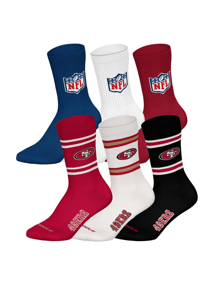 NFL Набор из 6 носков с символикой San Francisco 49ers (2 шт., смешанный размер)
NFL Набор из 6 носков с символикой San Francisco 49ers (2 шт., смешанный размер)