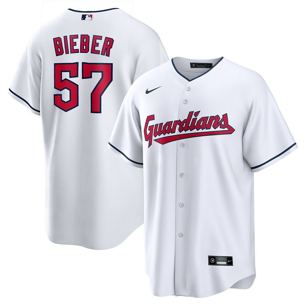 Мужская белая майка Nike Shane Bieber Cleveland Guardians Replica Player, цвет Grd White
Мужская белая майка Nike Shane Bieber Cleveland Guardians Replica Player, цвет Grd White