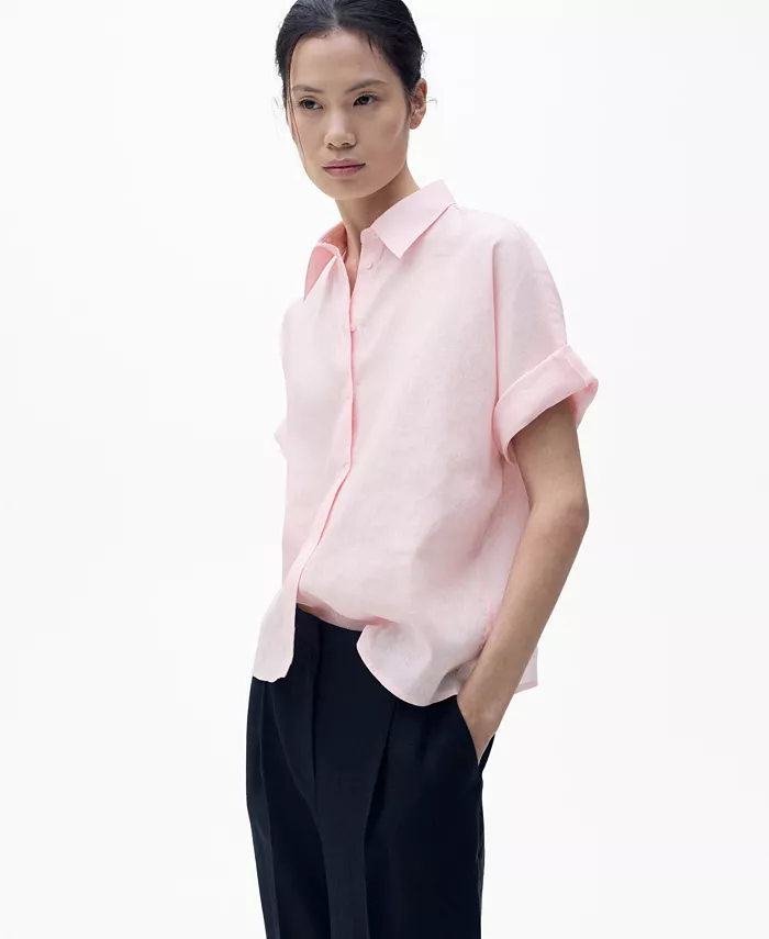 Женская рубашка с коротким рукавом из смесового льна MANGO, розовый
Женская рубашка с коротким рукавом из смесового льна MANGO, розовый