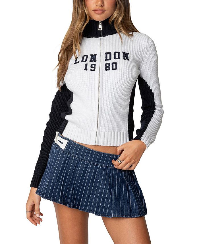 Кардиган London с высоким воротом Edikted, белый 
Кардиган London с высоким воротом Edikted, белый