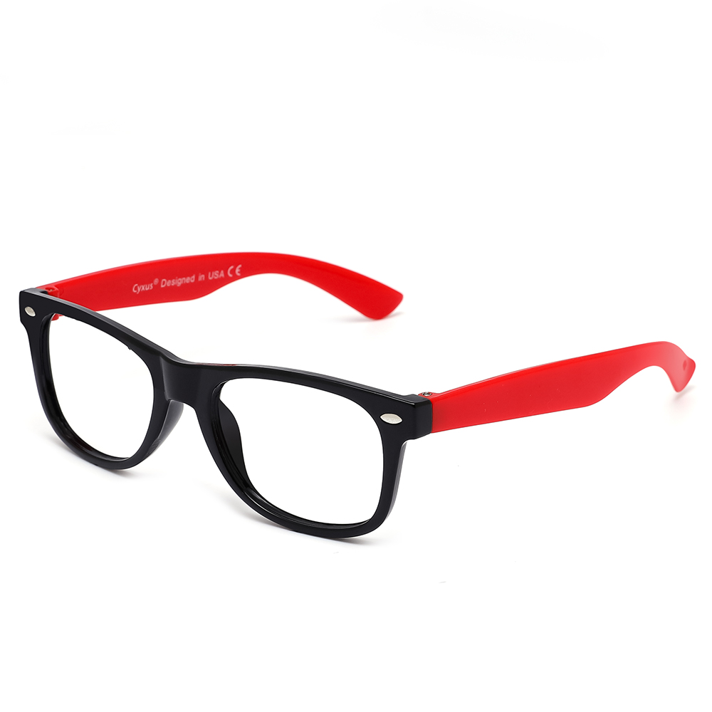 CYXUS Овальная оправа для очков детская литая, Black frame with red temples T04