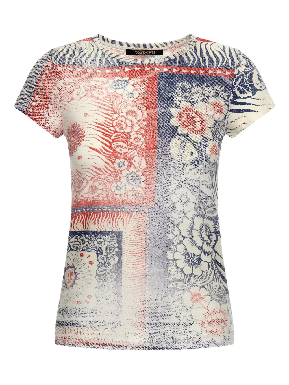 Футболка с круглым вырезом и короткими рукавами Roberto Cavalli, синий 
Футболка с круглым вырезом и короткими рукавами Roberto Cavalli, синий