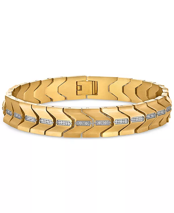 Браслет с бриллиантами в виде шеврона (1/4 карата) из нержавеющей стали с ионным покрытием, эксклюзивно в Macy's Esquire Men'S Jewelry, gold-tone
Браслет с бриллиантами в виде шеврона (1/4 карата) из нержавеющей стали с ионным покрытием, эксклюзивно в Macy's Esquire Men'S Jewelry, gold-tone