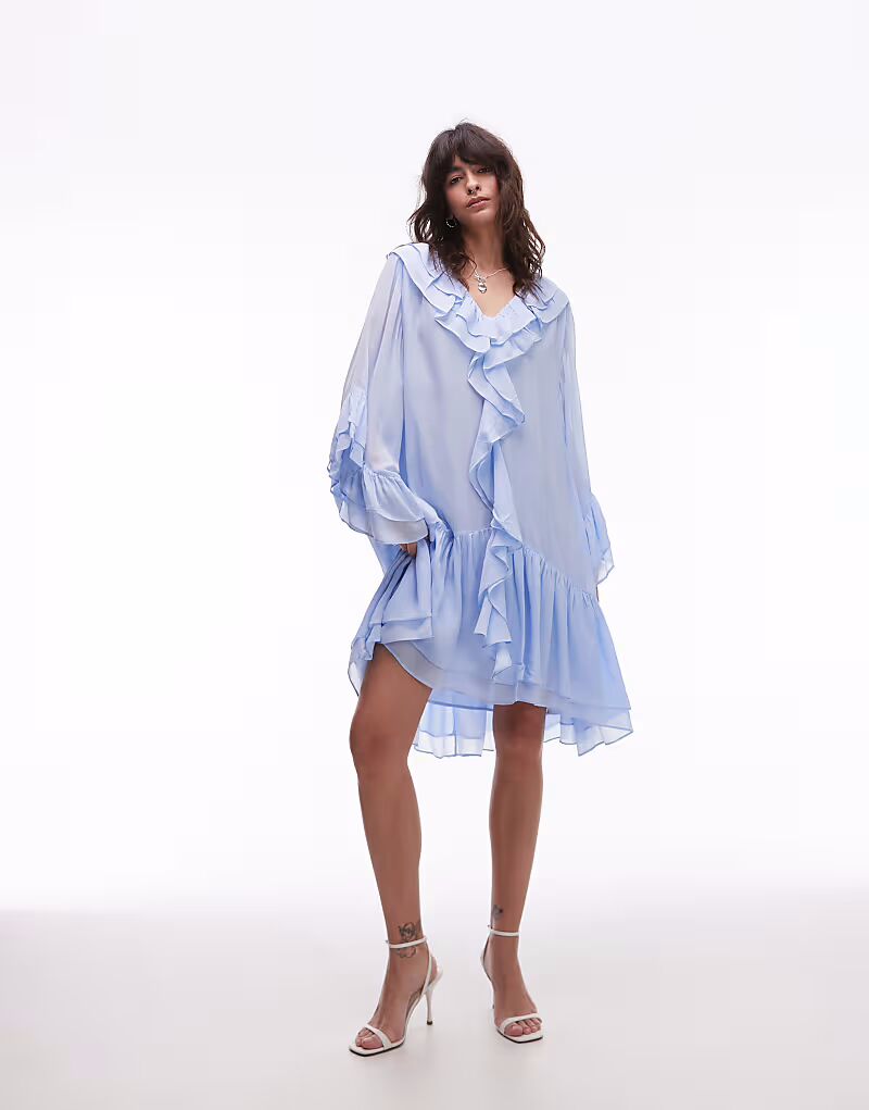 & Other Stories мини-платье из прозрачного шифона с оборками и многоуровневым подолом нежно-голубого цвета
& Other Stories мини-платье из прозрачного шифона с оборками и многоуровневым подолом нежно-голубого цвета