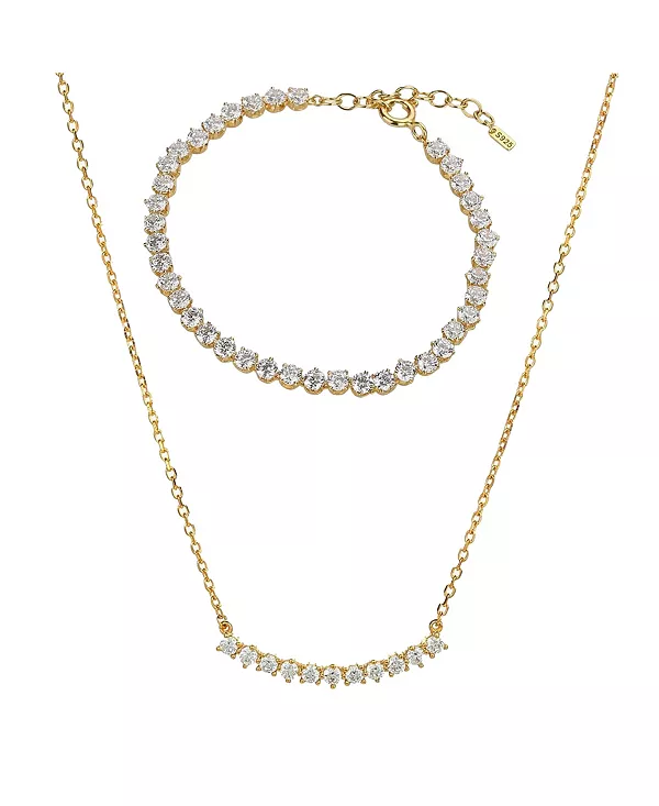 Комплект из колье и браслета-тенниски Josephine из стерлингового серебра с позолотой 18 карат Bearfruit Jewelry, gold
Комплект из колье и браслета-тенниски Josephine из стерлингового серебра с позолотой 18 карат Bearfruit Jewelry, gold