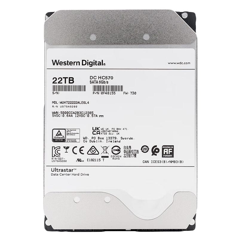 Внутренний жесткий диск Western Digital Ultrastar DC HC570, WUH722222ALE6L4, 22Тб 
Внутренний жесткий диск Western Digital Ultrastar DC HC570, WUH722222ALE6L4, 22Тб