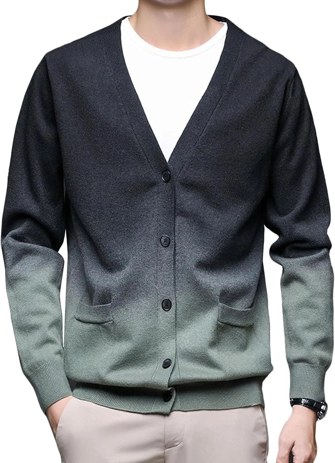 Мужской стильный кардиган Slim Fit с V-образным вырезом и градиентным цветом Maiyifu-GJ
Мужской стильный кардиган Slim Fit с V-образным вырезом и градиентным цветом Maiyifu-GJ