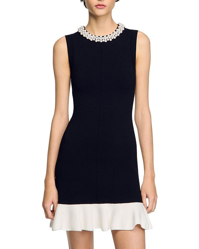 Короткое трикотажное платье с вышитым бисером вырезом Sandro, черный
Короткое трикотажное платье с вышитым бисером вырезом Sandro, черный