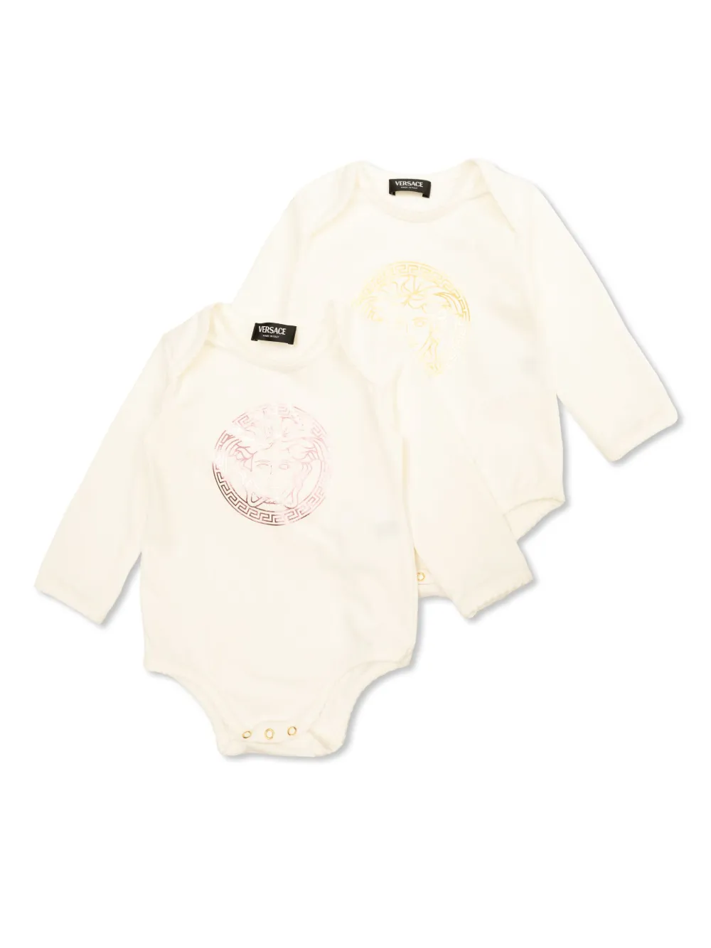 Комплект из двух боди с декором Medusa Versace Kids, нейтральный
Комплект из двух боди с декором Medusa Versace Kids, нейтральный