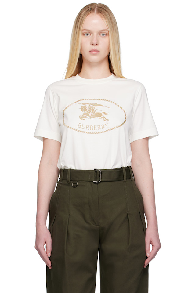 Хлопковая футболка Knight Stamp Burberry, цвет chalk 
Хлопковая футболка Knight Stamp Burberry, цвет chalk
