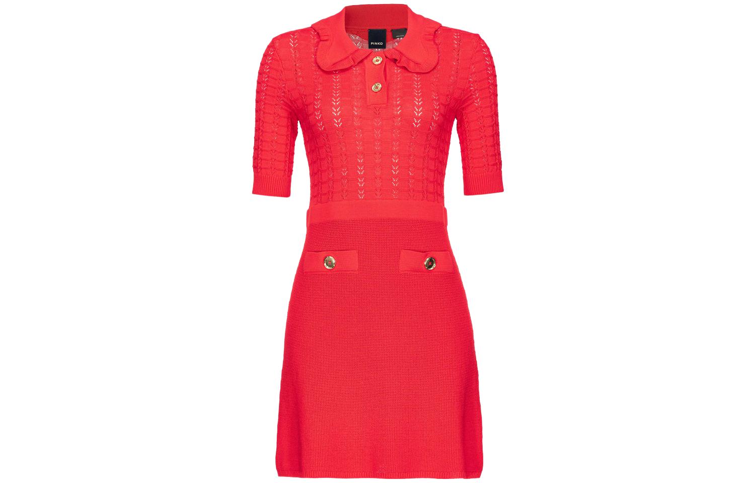 Платье мини с короткими рукавами из ажурной вязки PINKO, красный
Платье мини с короткими рукавами из ажурной вязки PINKO, красный