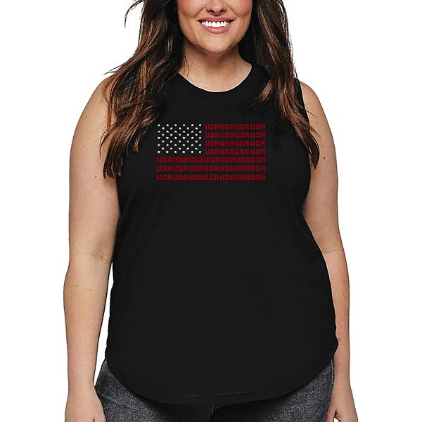 Женский топ plus size с принтом в виде флага США La Pop Art, Black
Женский топ plus size с принтом в виде флага США La Pop Art, Black