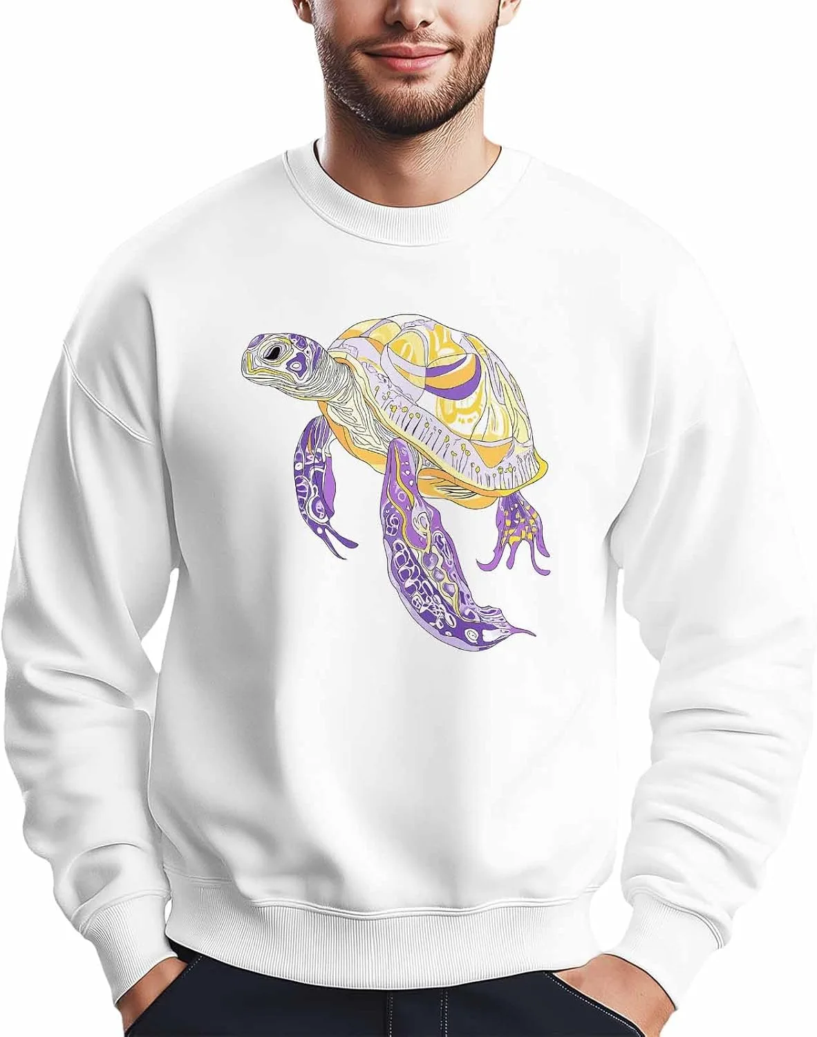 Мужской свитшот с принтом морской черепахи, фиолетовый и желтый Winvebermior
Мужской свитшот с принтом морской черепахи, фиолетовый и желтый Winvebermior