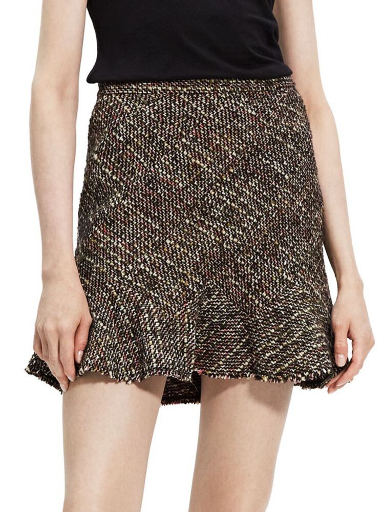 Твидовая мини-юбка с расклешенным подолом Theory, цвет Green Multi 
Твидовая мини-юбка с расклешенным подолом Theory, цвет Green Multi