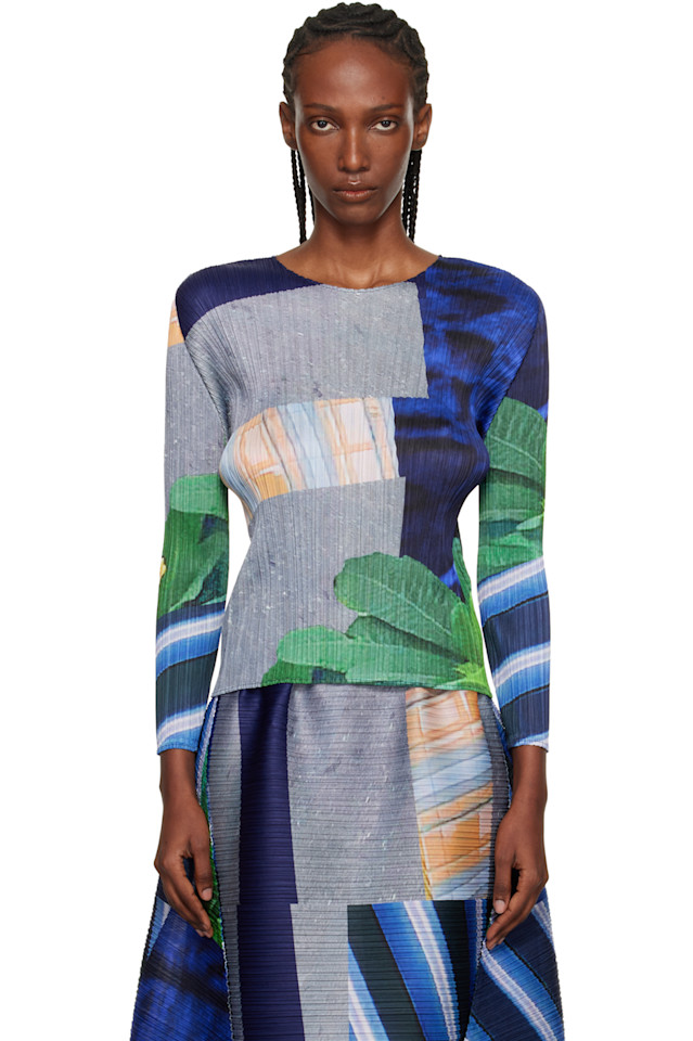 Pleats Please Issey Miyake Футболка с городским коллажем серого и темно-синего цвета
Pleats Please Issey Miyake Футболка с городским коллажем серого и темно-синего цвета