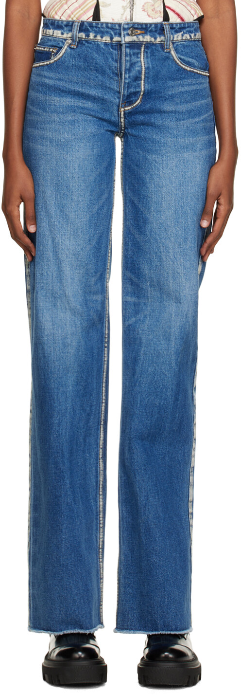 Синие потертые джинсы We11done
Синие потертые джинсы We11done