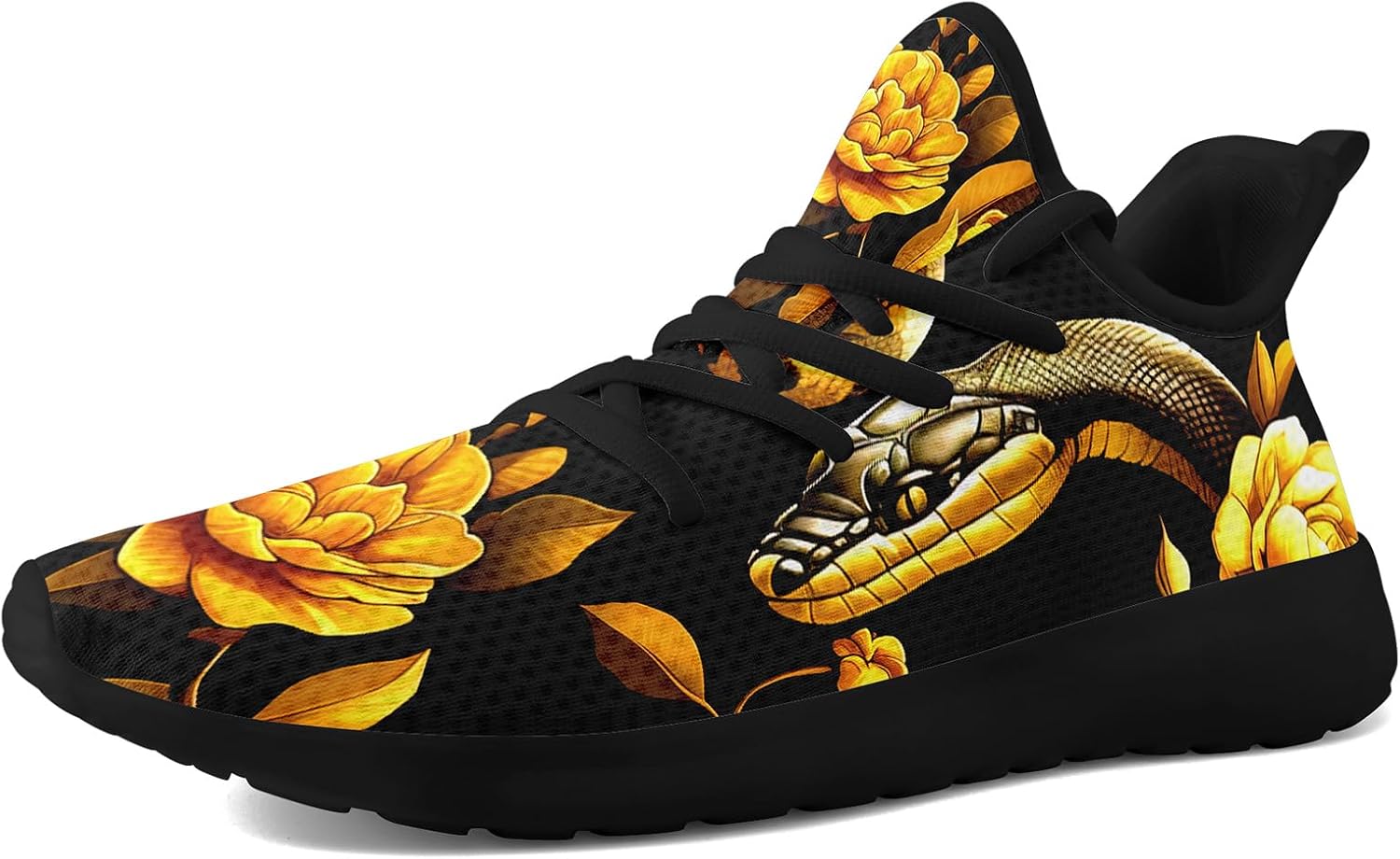 Мужские кроссовки с принтом змея и цветами - легкие дышащие беговые обувь, стильные спортивные повседневные кроссовки для ходьбы Coolcustomize, черный
Мужские кроссовки с принтом змея и цветами - легкие дышащие беговые обувь, стильные спортивные повседневные кроссовки для ходьбы Coolcustomize, черный