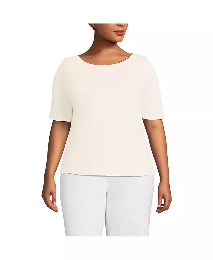 Топ больших размеров Supima с вырезом-лодочкой Lands' End, бежевый
Топ больших размеров Supima с вырезом-лодочкой Lands' End, бежевый